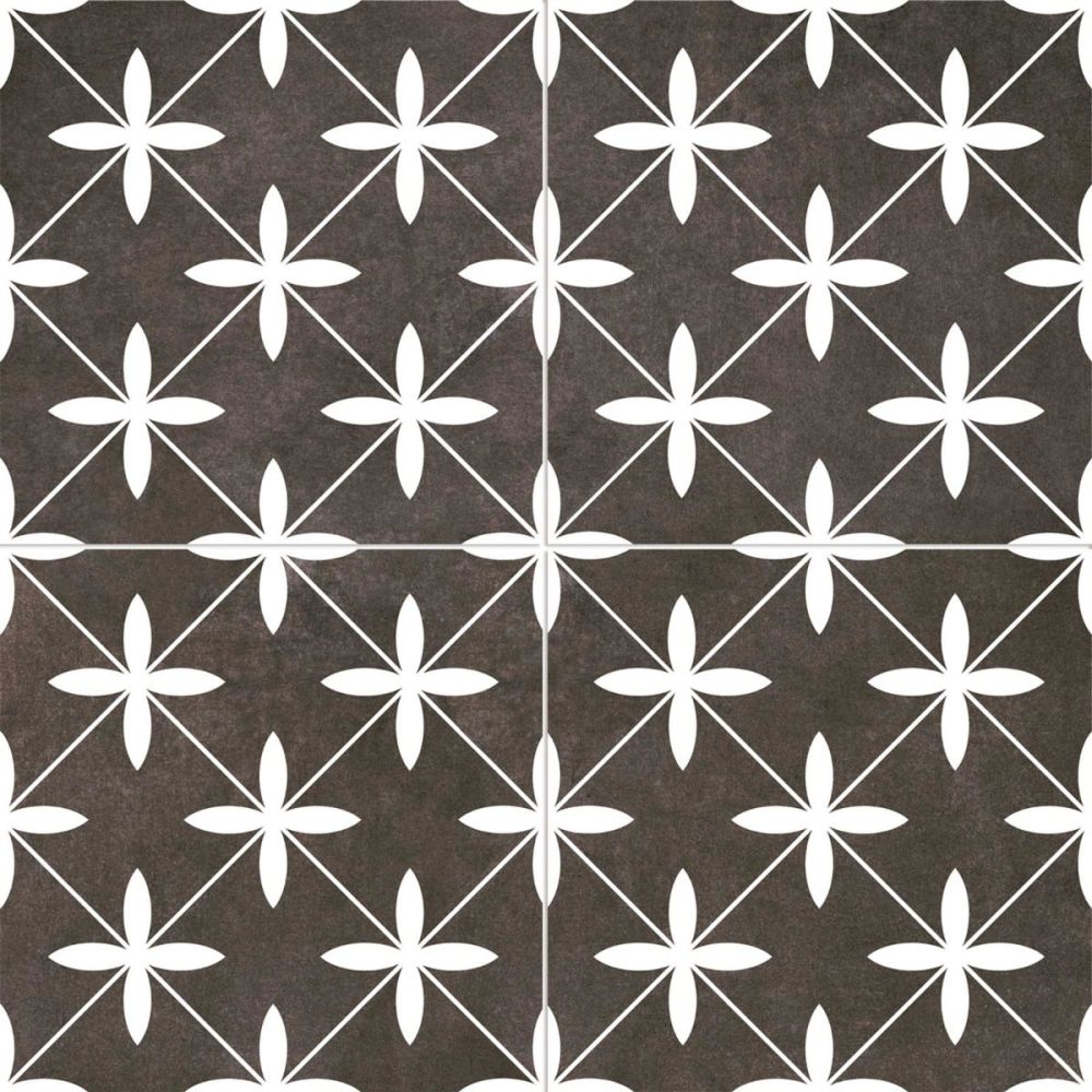 Potton Black Pattern Ceramic Tile 450x450mm