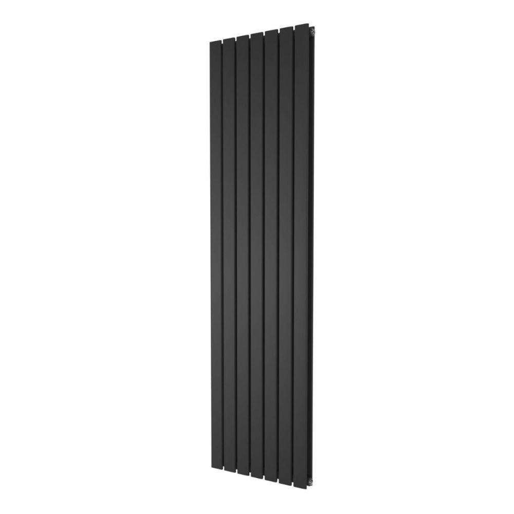 Perth Matt Black Double Vertical Flat Panel Radiator 1800x475mm