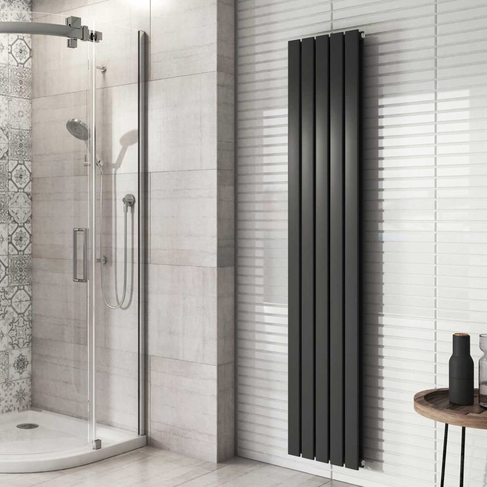 Perth Grey Double Vertical Flat Panel Radiator 1800x340mm
