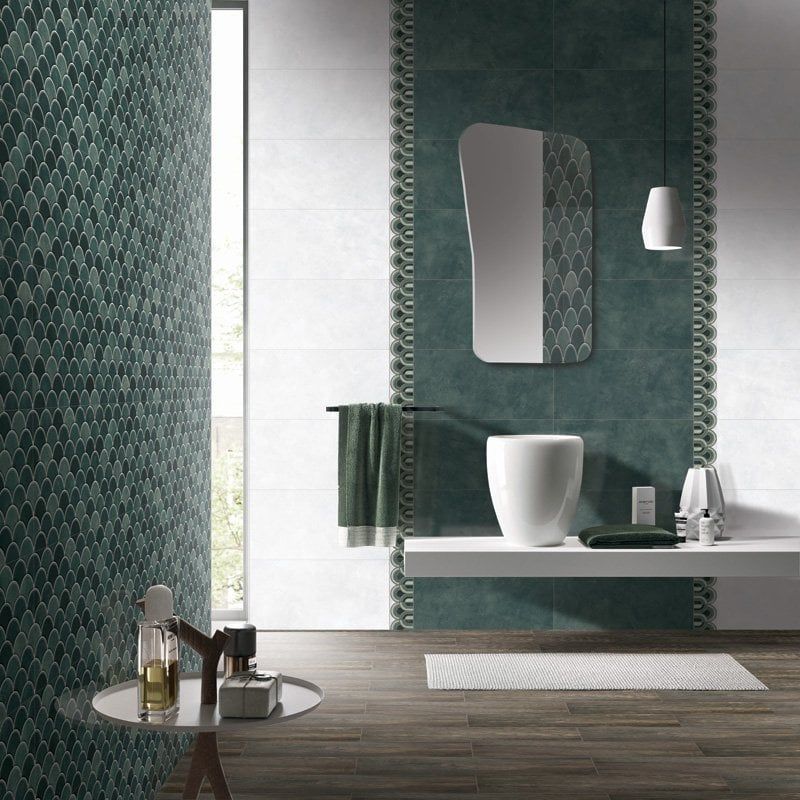 Atlantis Green Gloss Decor Ceramic Tile 600x300mm
