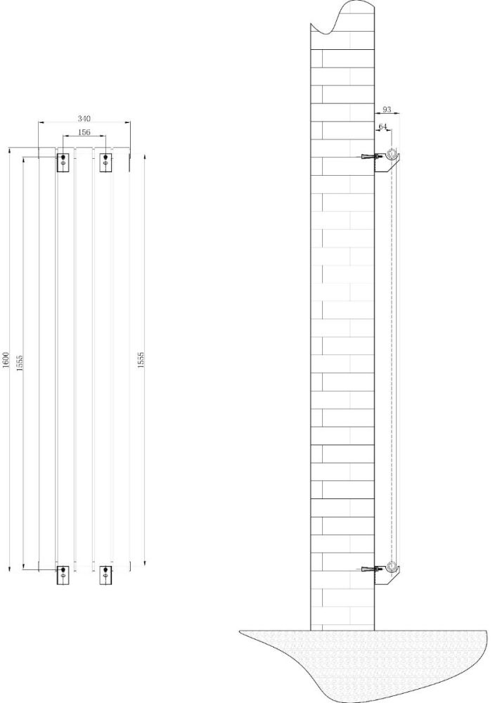 Perth Matt Black Double Vertical Flat Panel Radiator 1600x340mm