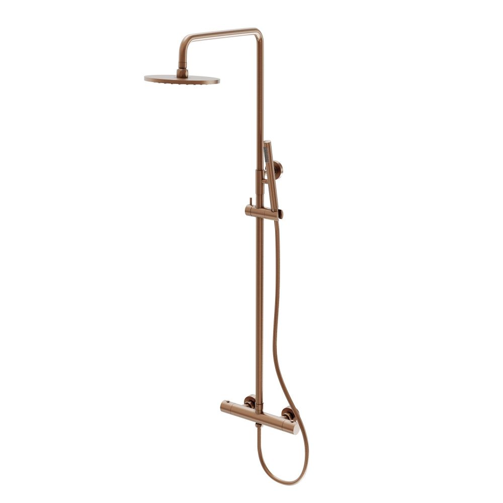 Elora Brushed Bronze Round Thermostatic Shower Pack