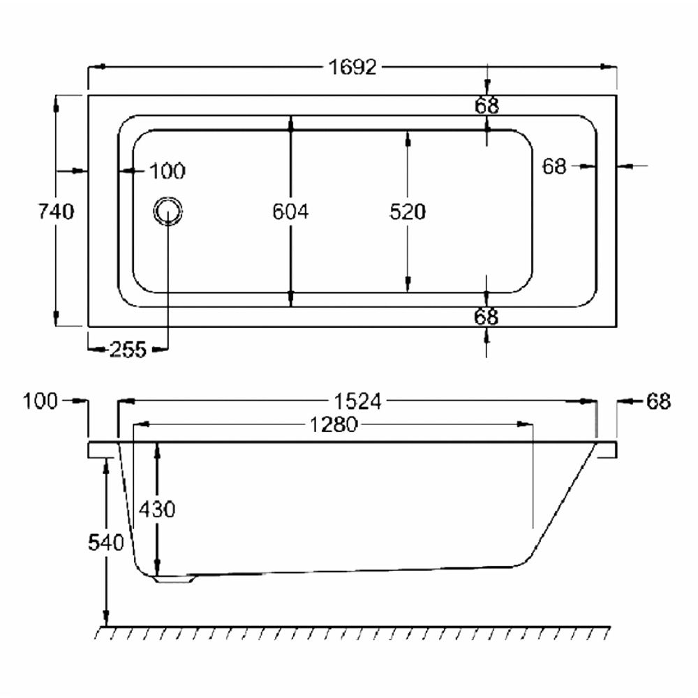 Carron Quantum Single Ended Carronite Bath 1700x750mm
