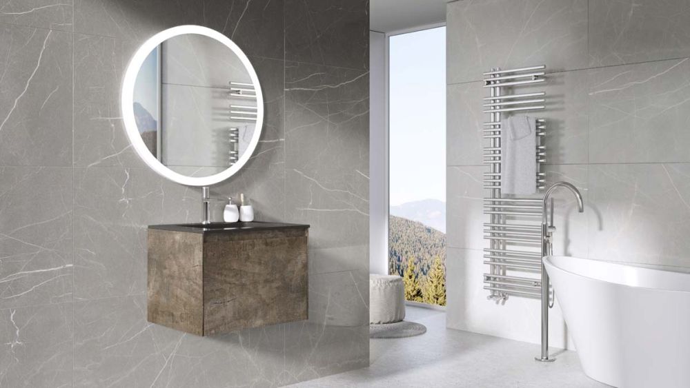 Odion Metallic Wall Hung Vanity Unit with Black Basin 600mm
