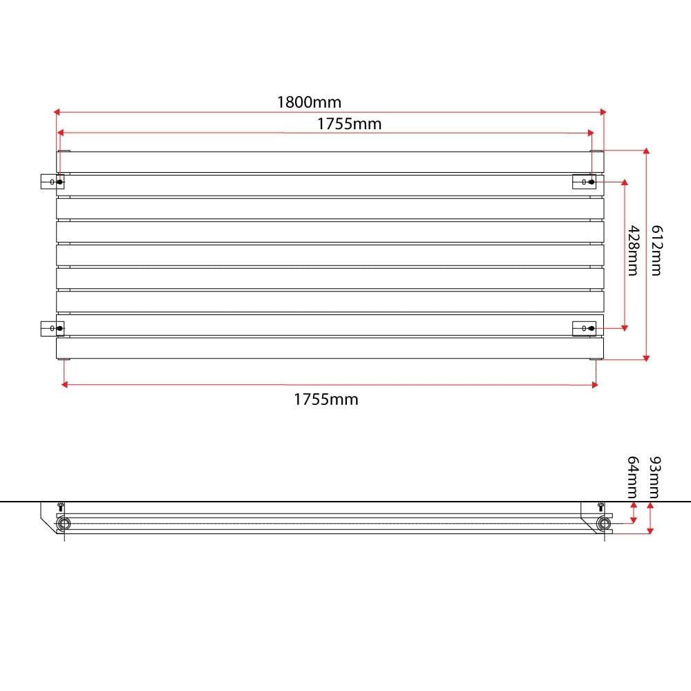 Perth White Double Horizontal Flat Panel Radiator 610x1800mm