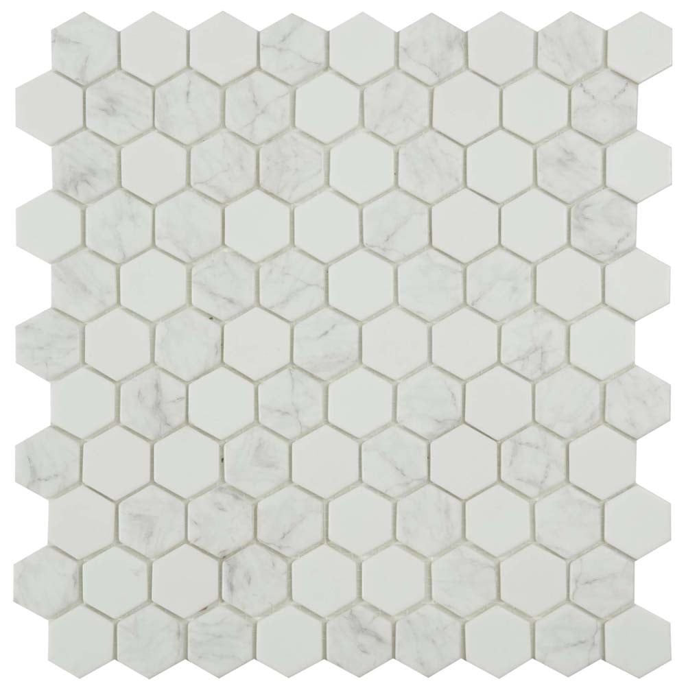 Alcor Matt White Flake Marble Mosaic 307x317mm
