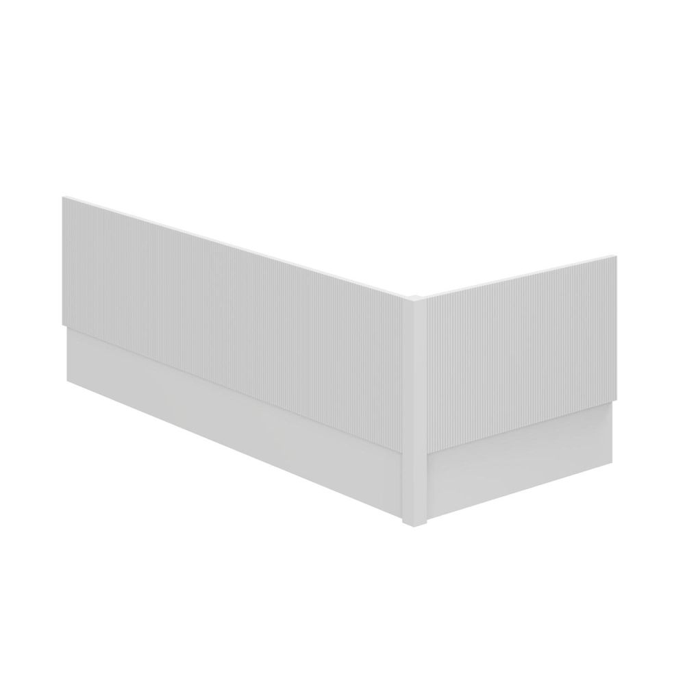 Bryce 800mm Ribbed Matt White End Bath Panel with Corner Post