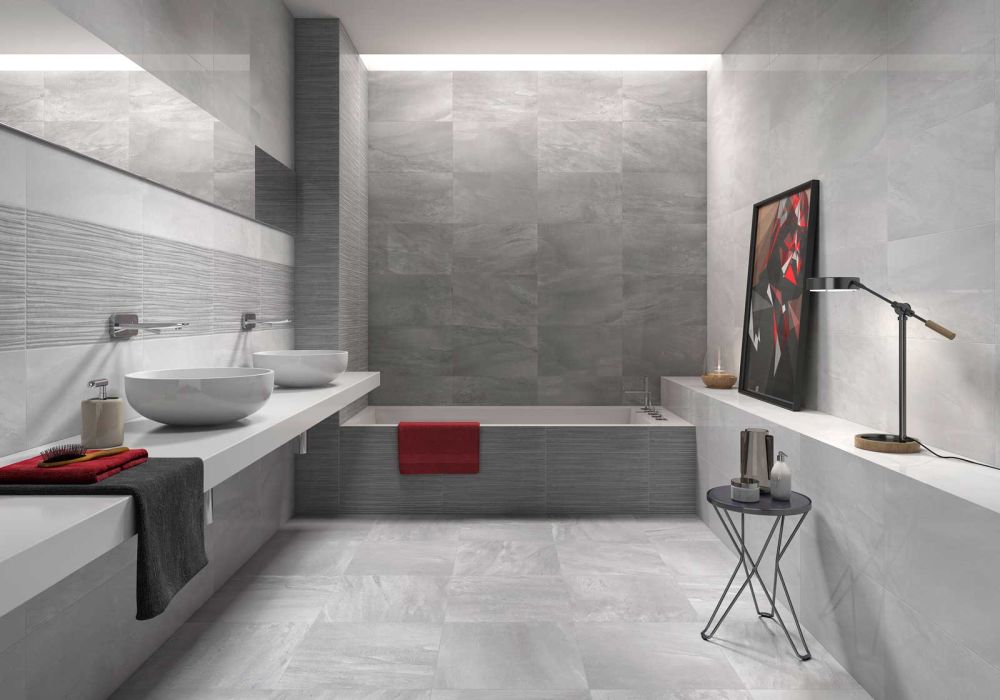 Fin Grey Ceramic Tile 333x550mm
