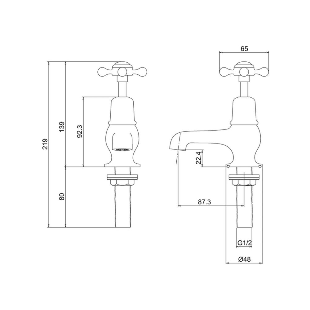 Burlington Claremon Regent Gold Basin Pillar Taps 3"
