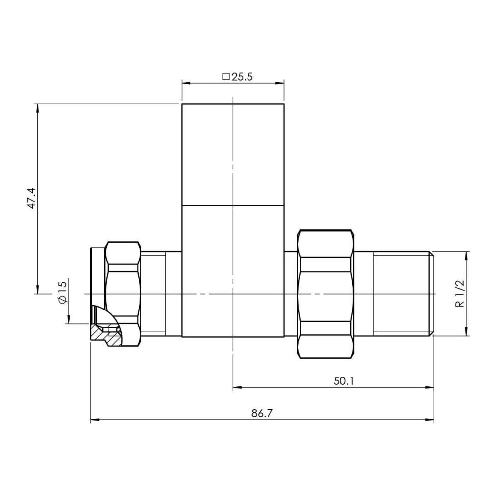 Square Straight Pair of Radiator Valves Spec Drawing