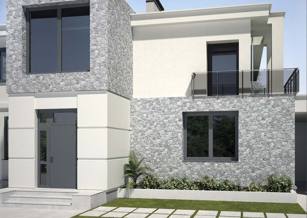Topeka Grey Stone Outdoor Wall Porcelain 320x890mm Tile | Easy