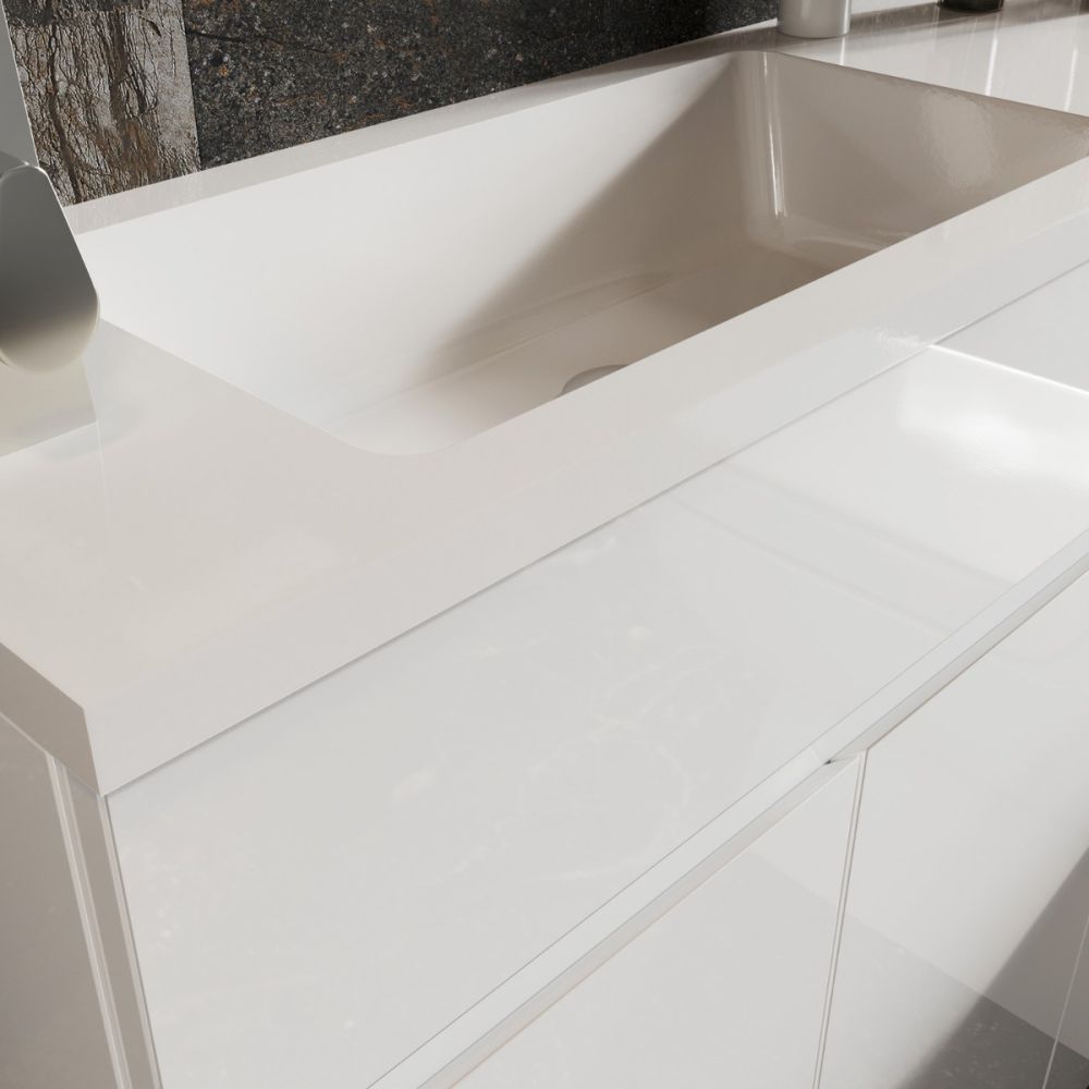 Hudson Gloss White Combination Vanity Basin & WC Unit 1000mm