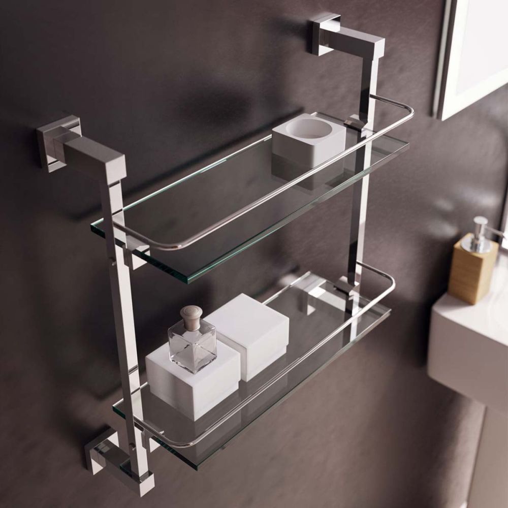 Quad Chrome Double Glass Shelf