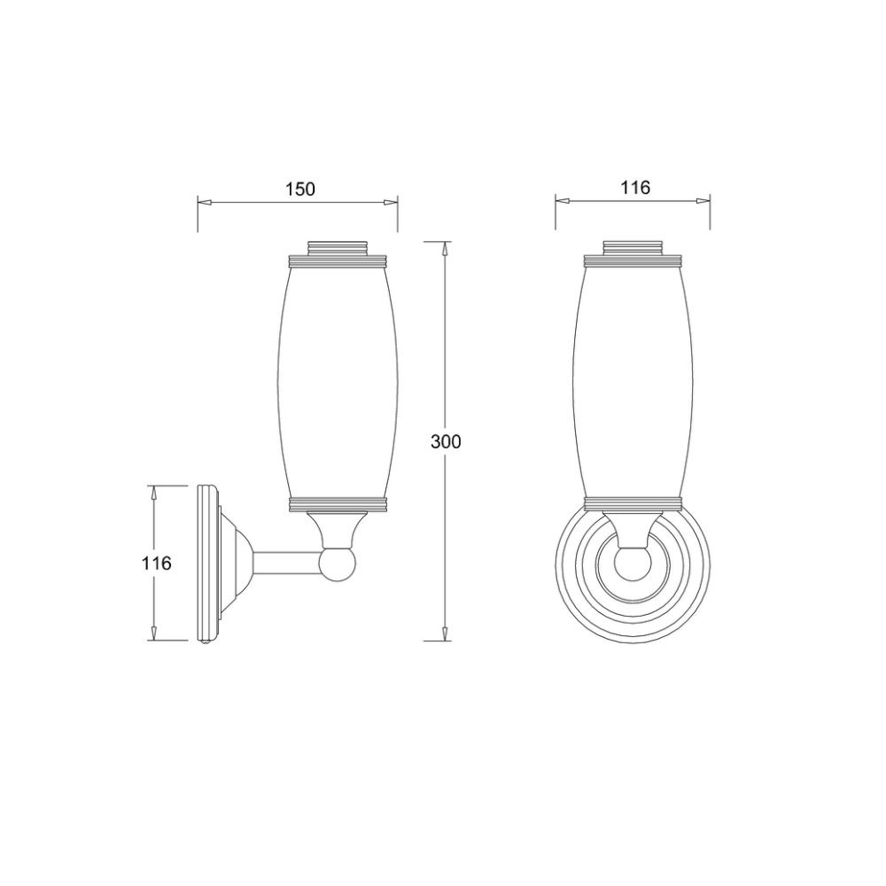 Burlington Round Light with Chrome Base & Opal Glass Tube Shade