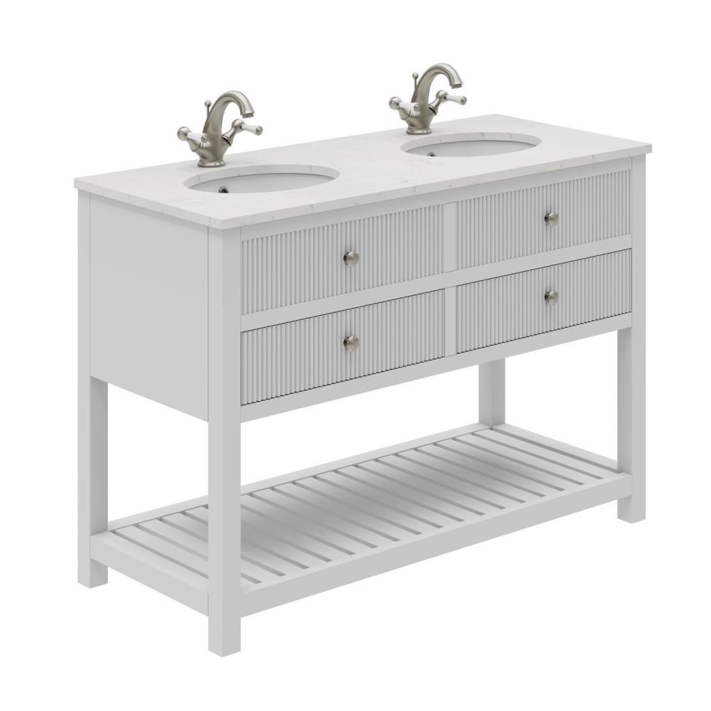 Addison Ribbed White 1200mm Floor Standing Vanity Unit