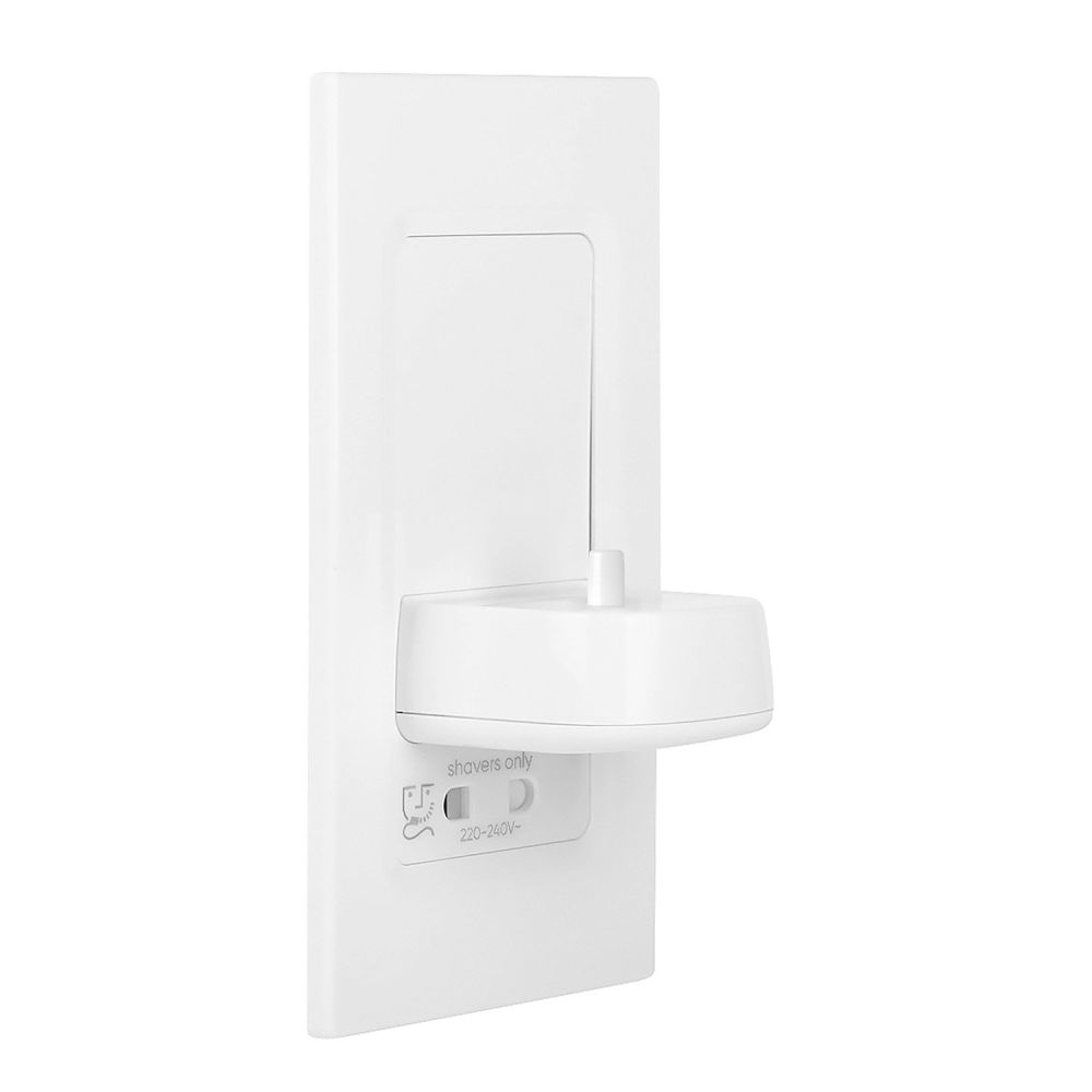 ProofVision White In-Wall Electric Toothbrush Holder With Shaver Socket For Philips