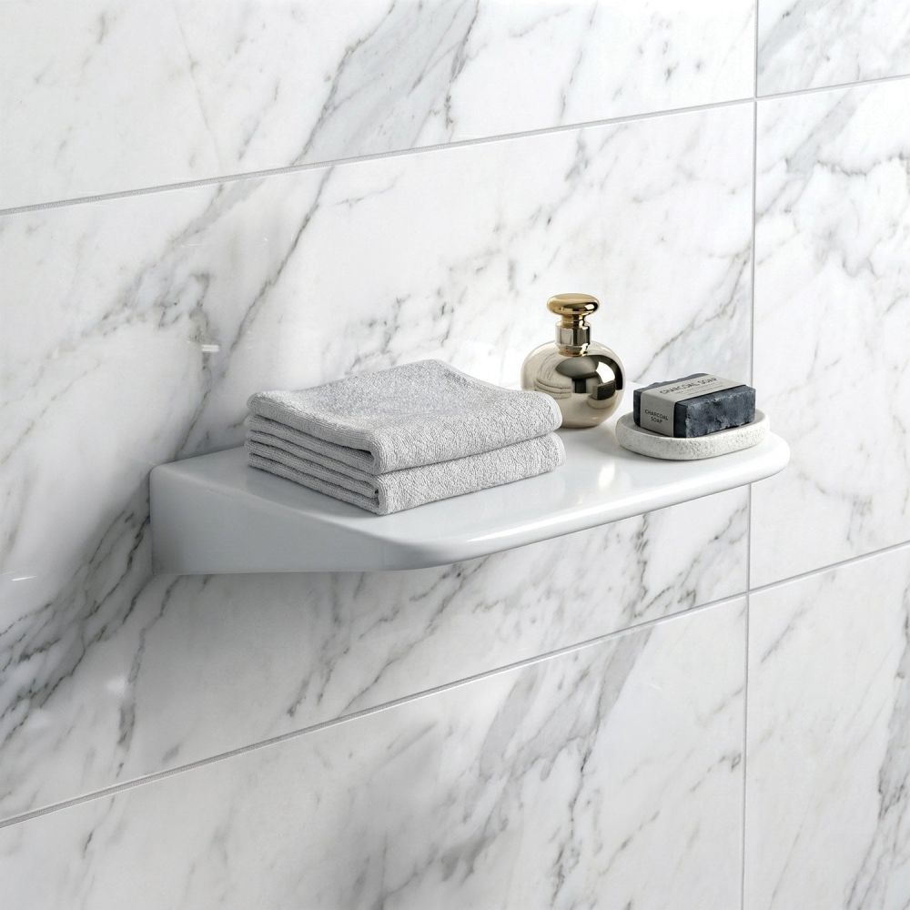 Belgrove White Wall Hung Ceramic Shelf 400mm