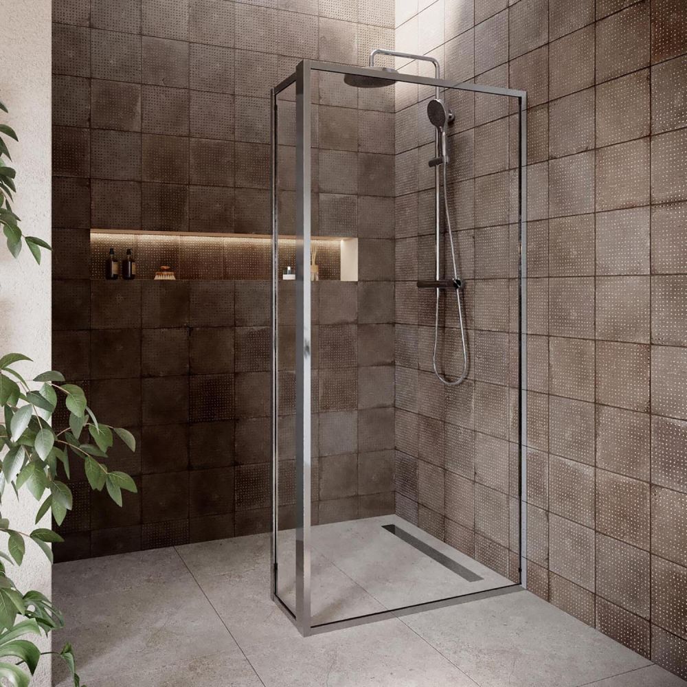 Amien Chrome Clear Glass Pivot Return Panel 300mm