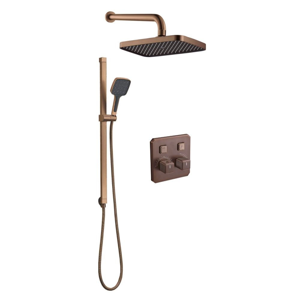 Flint Double Outlet Concealed Valve Shower Pack - Brushed Bronze