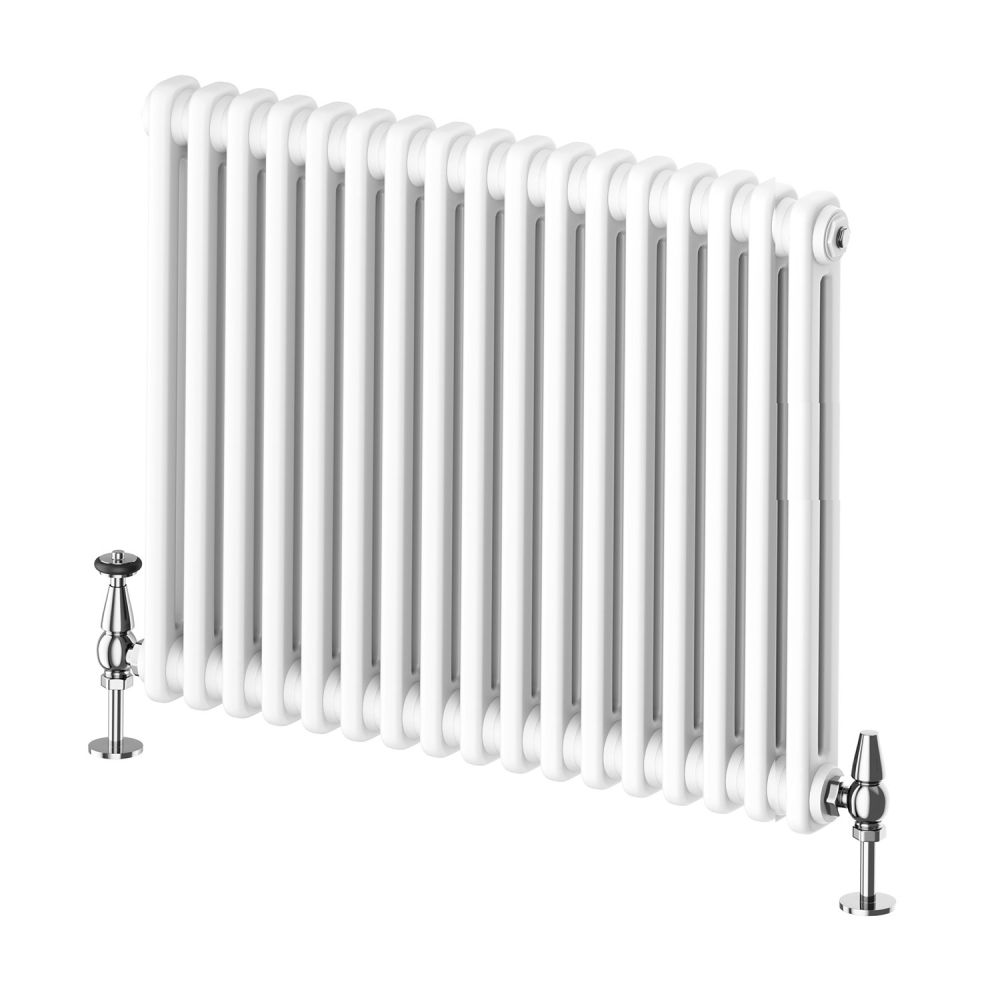 Upton White Double Horizontal Column Radiator - 600x785mm