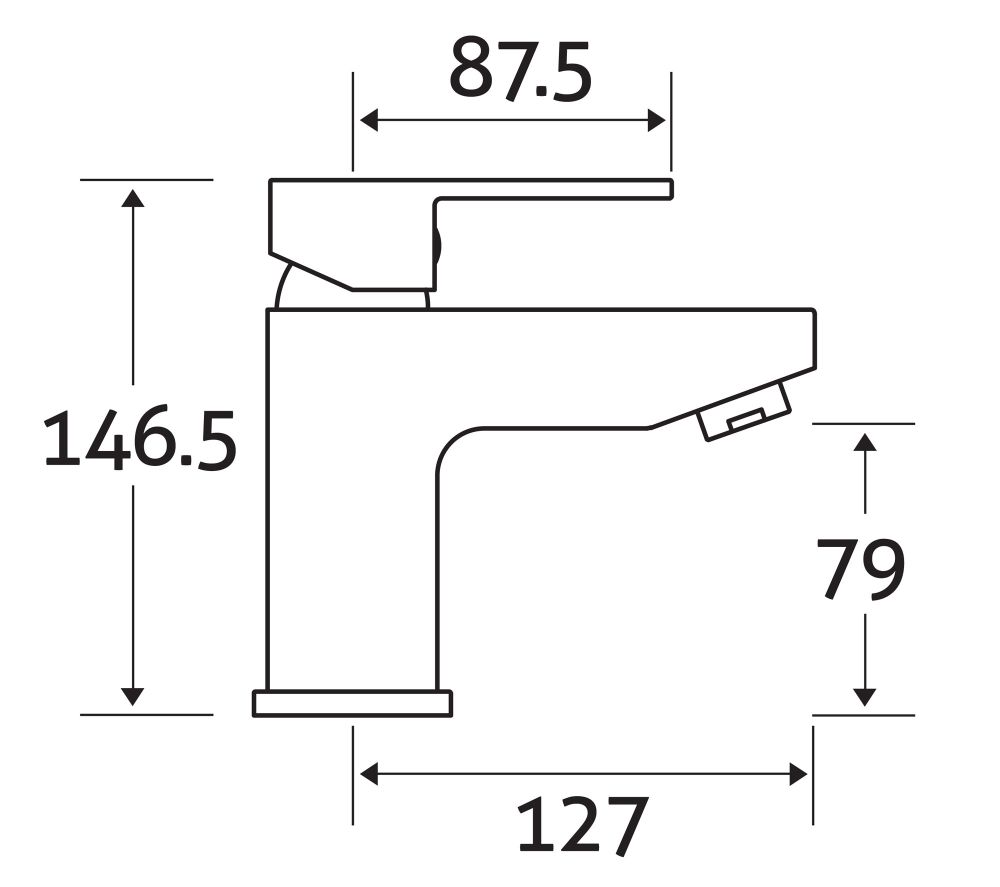Nyland Chrome Basin Mixer Tap - dimensions