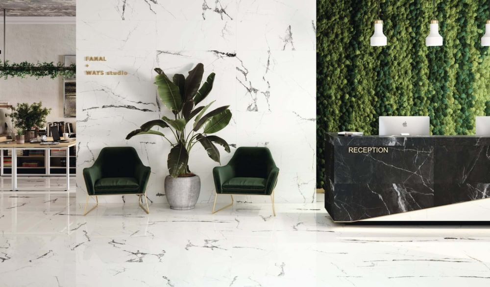 Glacier White Marble Gloss Porcelain Tile 450x1200mm