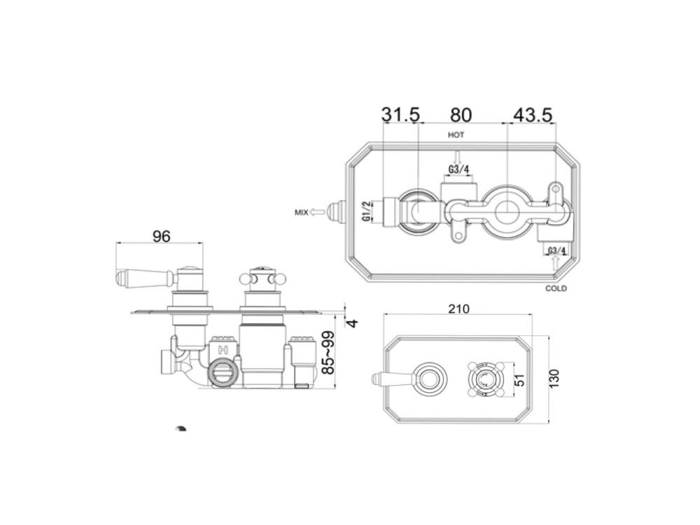 Single outlet shower valve specification 