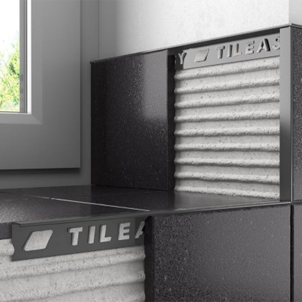 Tileasy Square 12mm Textured Anthracite Tile Trim