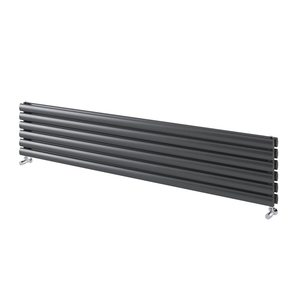 Islington Grey Double Horizontal Radiator - 472x1200mm