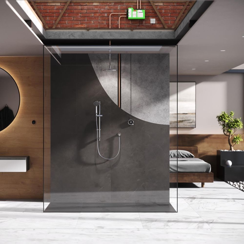 Aqualisa Quartz Touch Concealed Smart Shower With Adjustable Head and Fixed Ceiling Head - Gravity Pumped