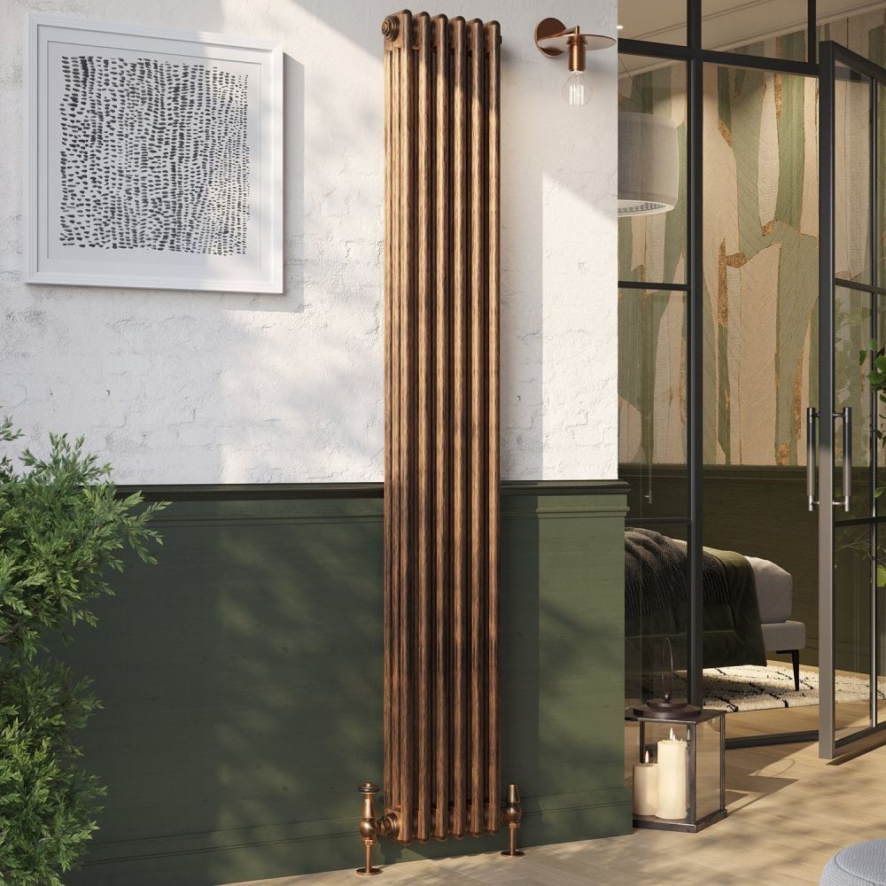 Clement Antique Copper Triple Vertical Column Radiator - 1800x290mm