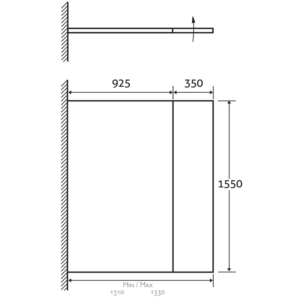 Royle Black Fixed Bath Screen with Hinged Panel