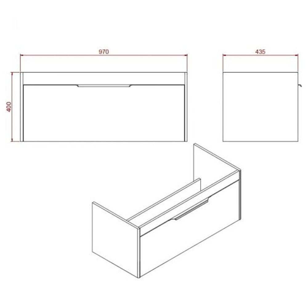 Britton Shoreditch Matt Blue Single Drawer Wall Hung Vanity Unit with Carrara White Worktop 1000mm