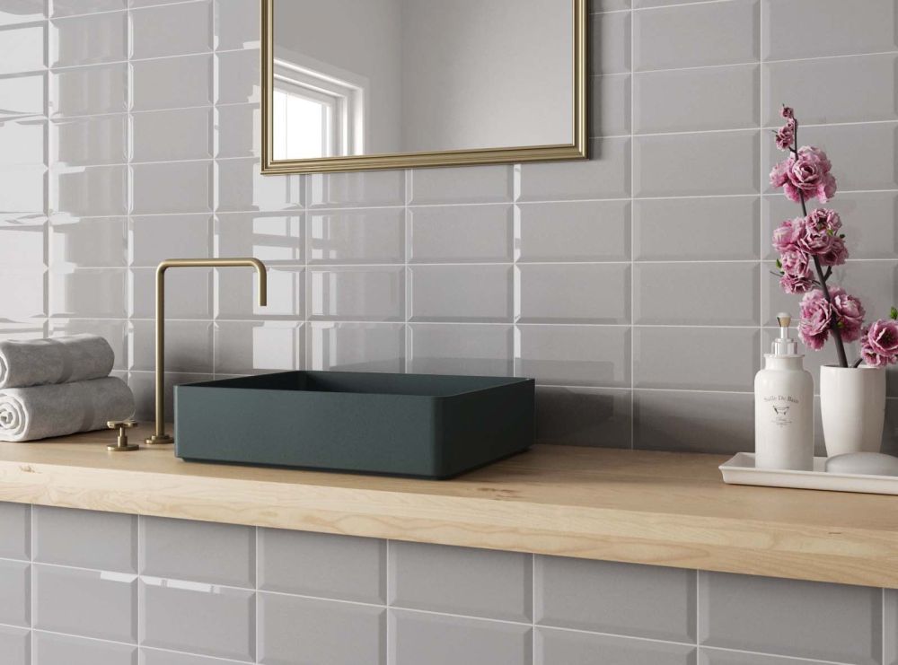 Metro Light Grey Ceramic Brick Tile 100x200mm