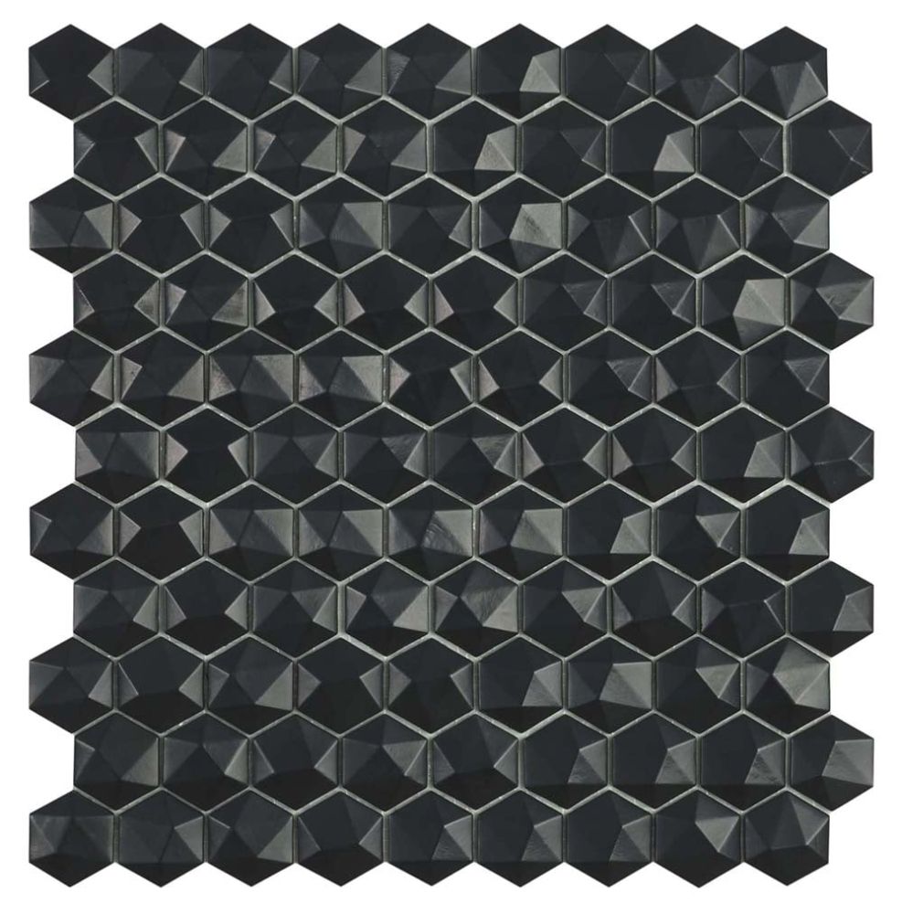 Naple Hexagon Matt Black Mosaic 307x317mm