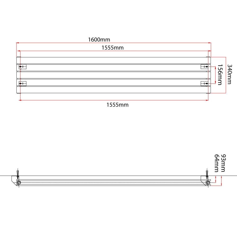 Perth White Single Horizontal Flat Panel Radiator 340x1600mm