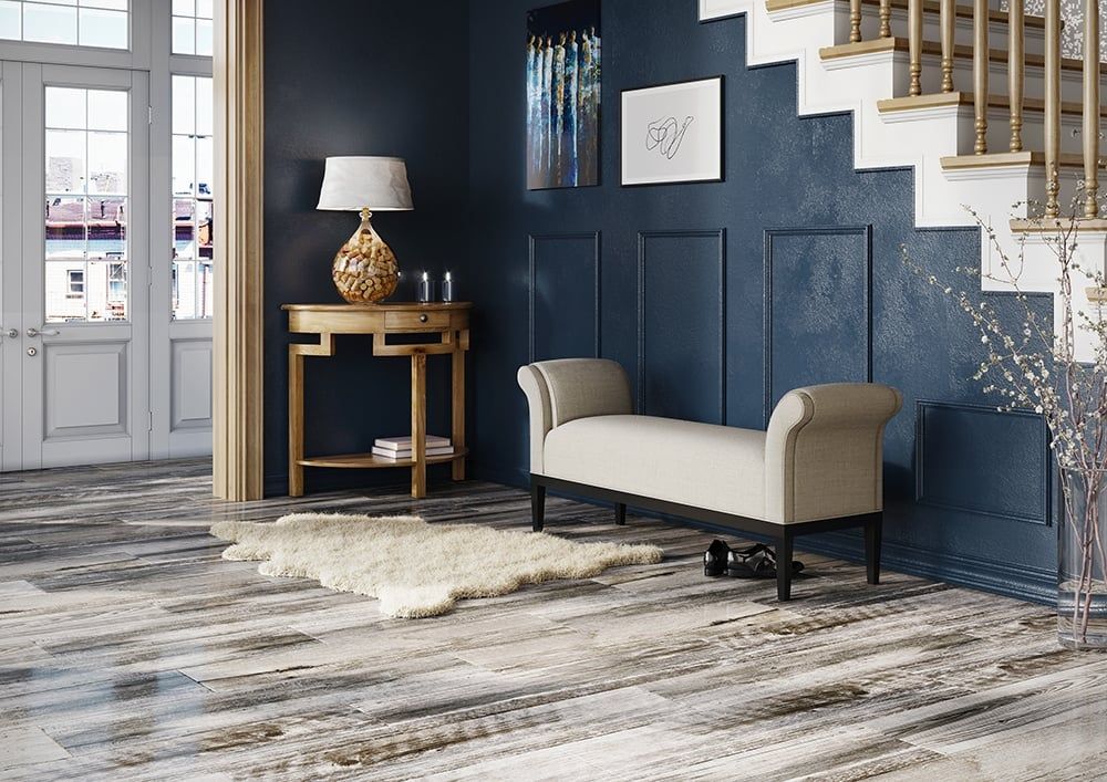 Myst Greige Gloss Wood Effect Porcelain Tile 235x980mm