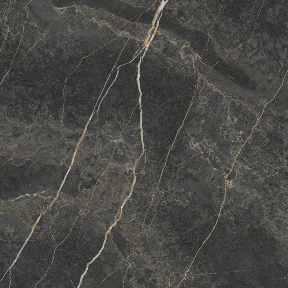 Lyons Black Marble Matt Porcelain Tile 900x900mm