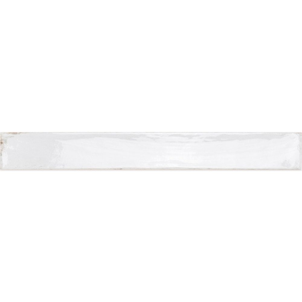 Capri White Gloss Ceramic Brick Tile - 400x50mm