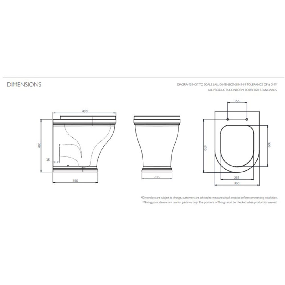 Tavistock Lansdown Traditional Back to Wall WC Toilet Pan with Soft Close Seat