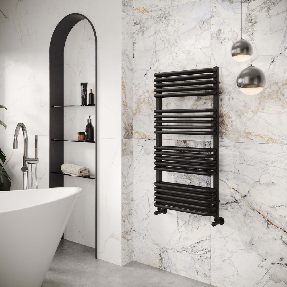 Hanley Matt Black Heated Towel Rail 1000x500mm
