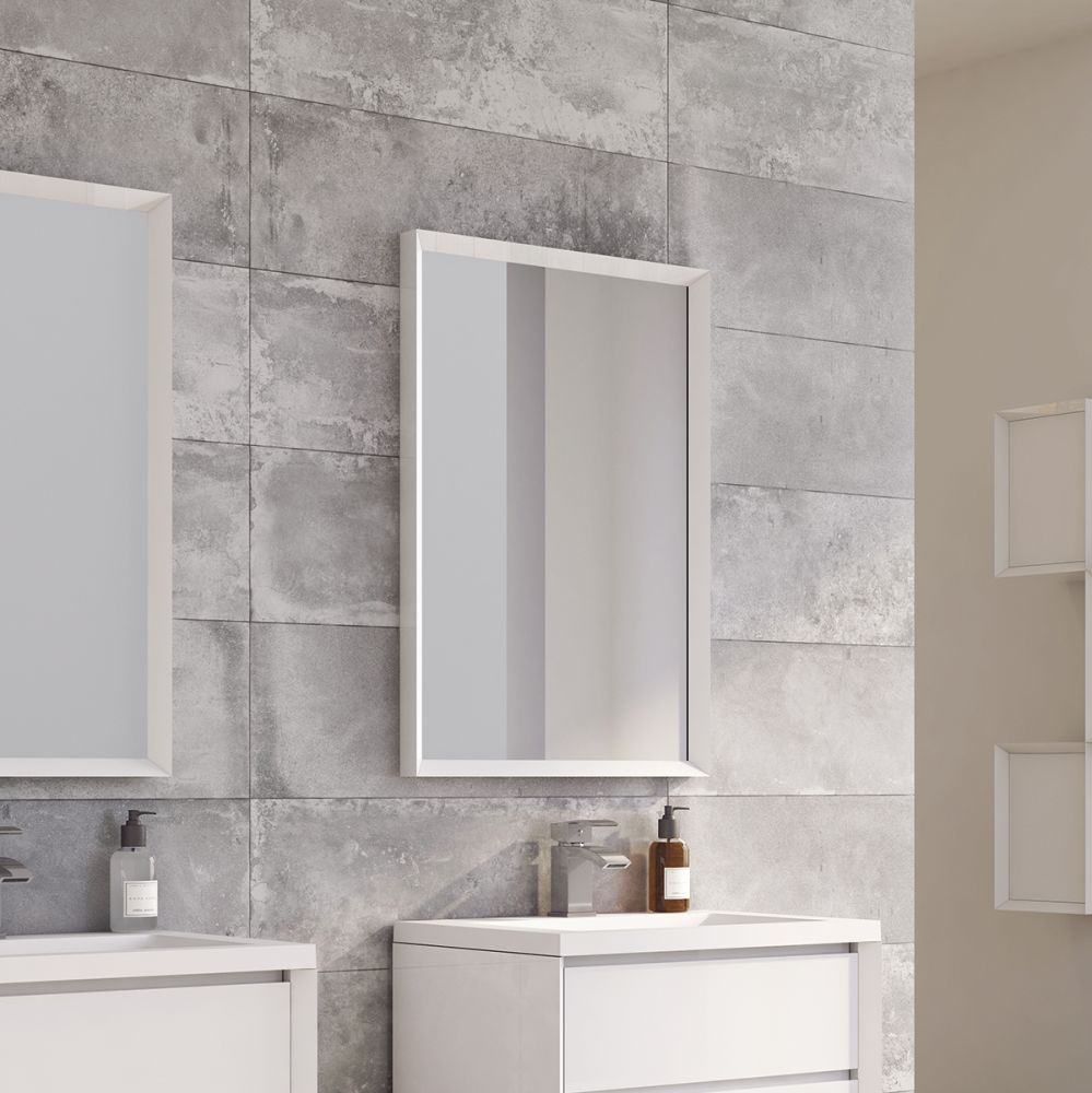 Venus Gloss White Beveled Edge Framed Bathroom Mirror 550x800mm