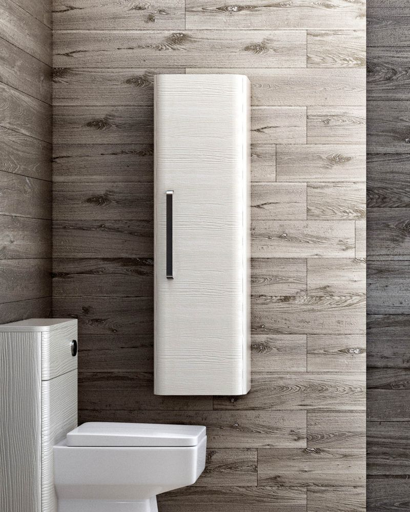 Esk White Wall Mounted Tall Storage Cabinet with Black Handle
