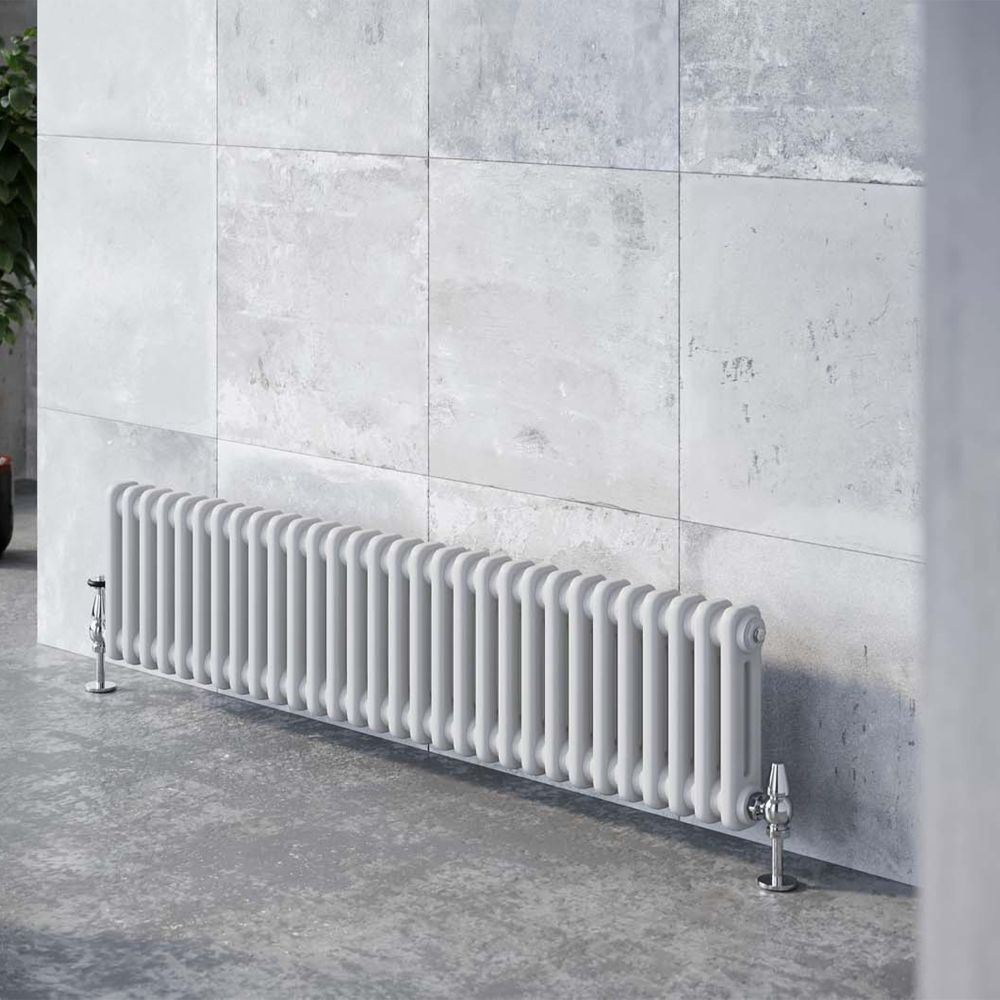Upton White Double Horizontal Column Radiator 300x1010mm