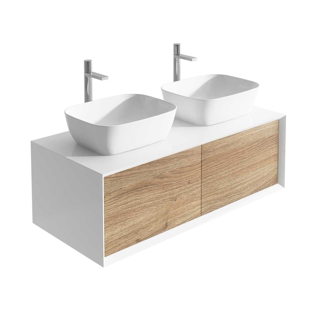 Devlin White & Oak Wall Hung Vanity Unit 1200mm