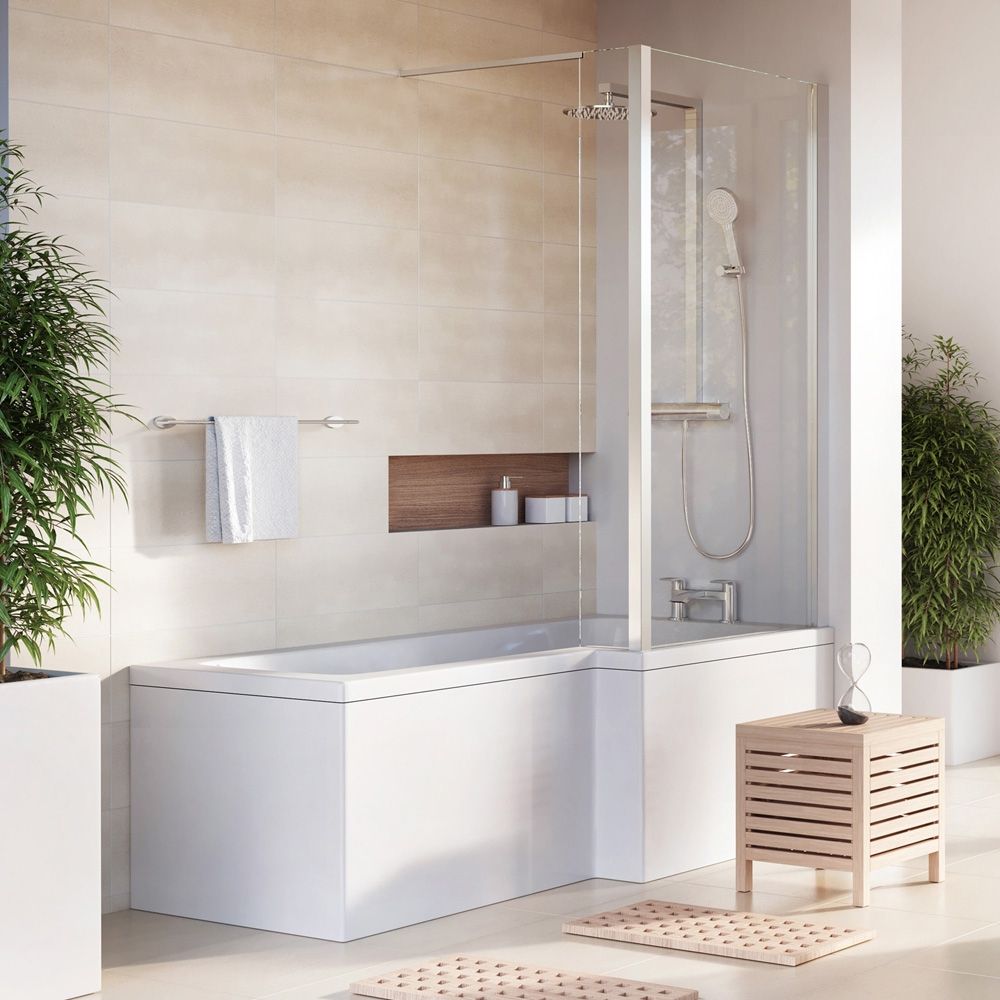 Gloss White L-Shape Front Bath Panel 1700mm