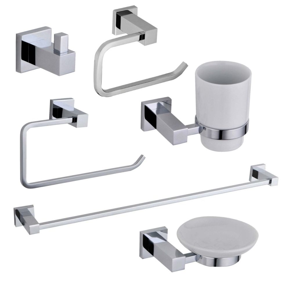 Quad Chrome 6-Piece Bathroom Accessory Set