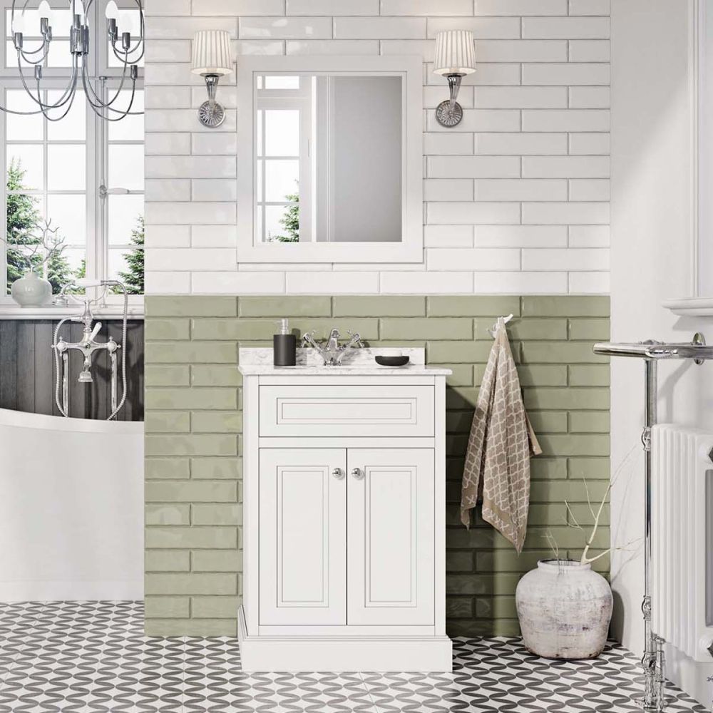 Richmond White Framed Bathroom Traditional Mirror 590x664mm