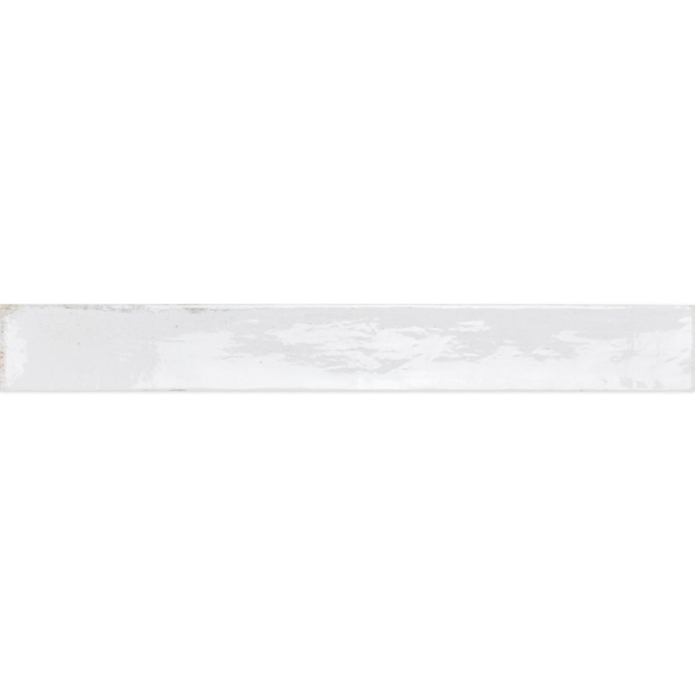 Capri White Gloss Ceramic Brick Tile - 400x50mm