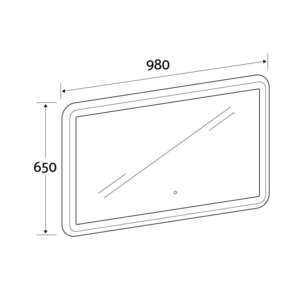 Stonehouse Framed Illuminated LED Mirror 980x650mm Spec Dimension Drawing